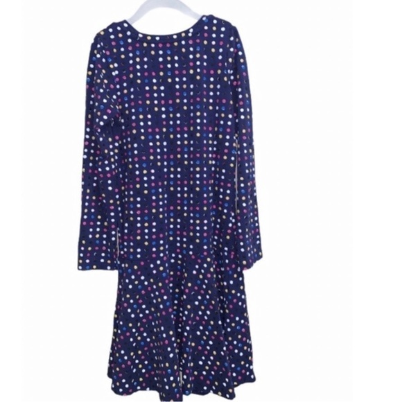 DEUX par Deux Girls Blue Polka Dot Long Sleeve Ruffle Drop Waist Dress Sz 10 - Picture 3 of 7